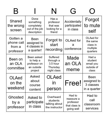 OLA Bingo! Bingo Card