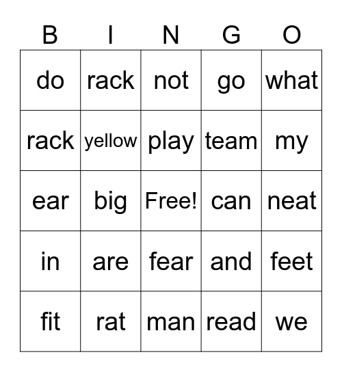 Kinder bingo Card
