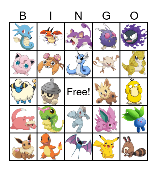 Pokemon Bingo Card