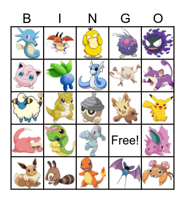 Pokemon Bingo Card