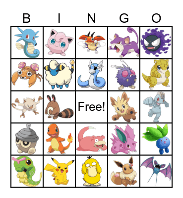 Pokemon Bingo Card