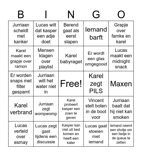 Grou lads bingo Card