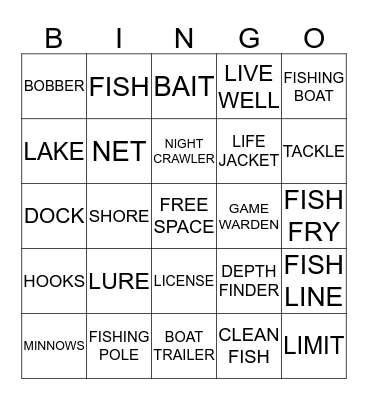 Fish Bingo Card