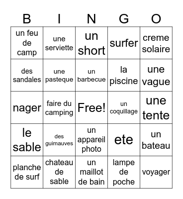 L'ETE Bingo Card