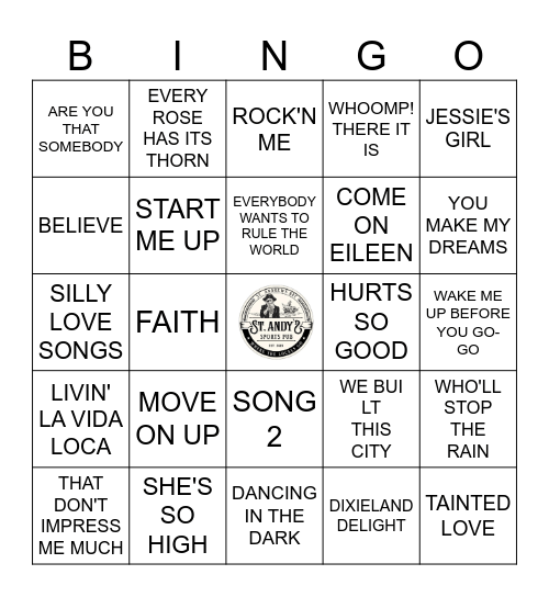 HITS OF YESTERDAY Bingo Card