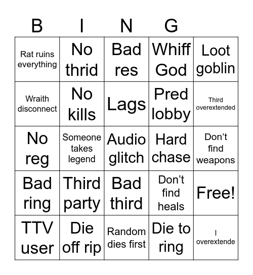 Apex Bingo Card