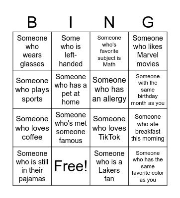 Human Bingo Card