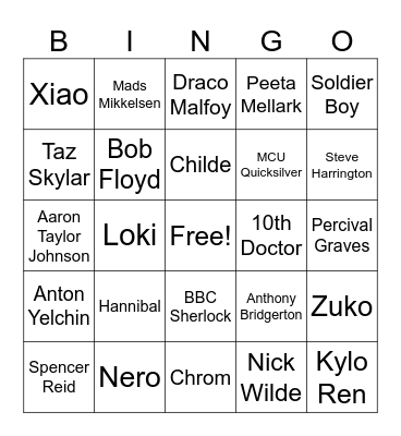 Anja’s non anime simp list Bingo Card