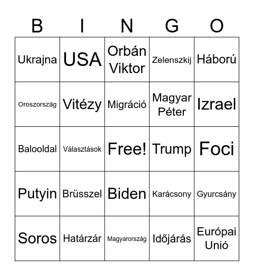 Fideszbingó Bingo Card