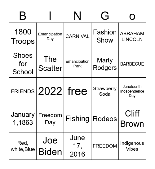 JUNETEENTH BINGO Card