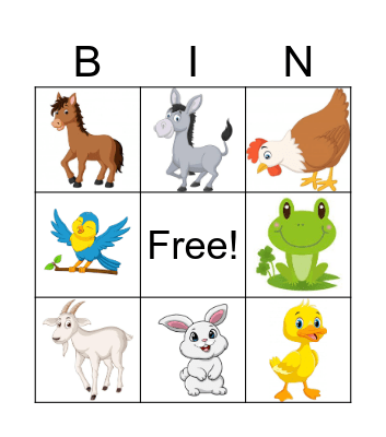 Domestic animals Bingo Card