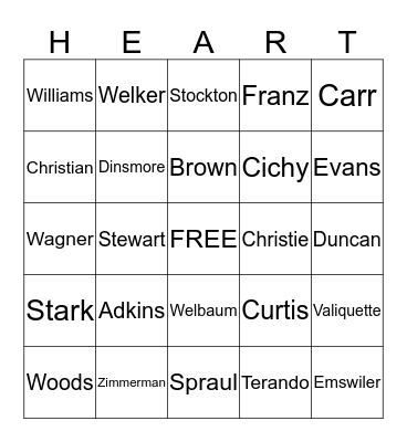 Our Heroes Have Heart! Bingo Card