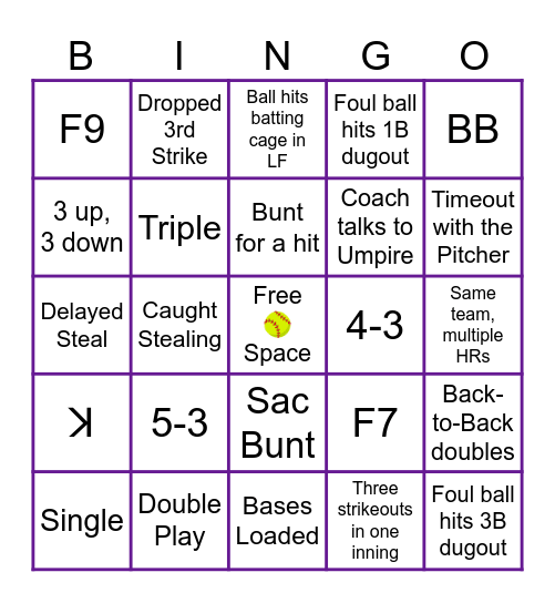 IHS Softball 2024 Bingo Card