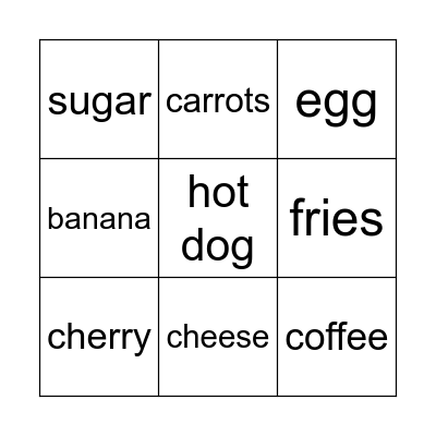 Which food am i Bingo Card