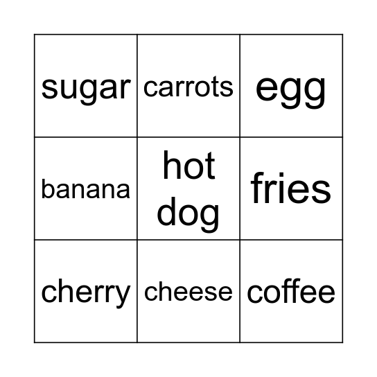 Which food am i Bingo Card