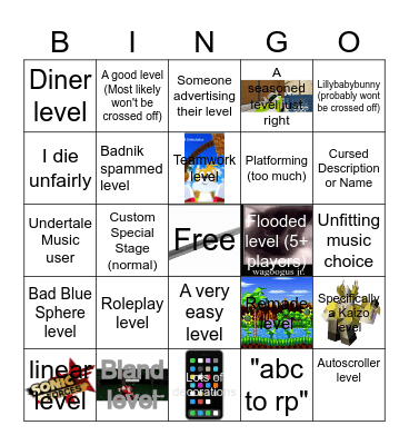 Classic Sonic Simulator Bingo (Roblox) Bingo Card