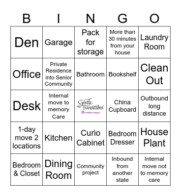 Moving Assistant Checklist Bingo Card