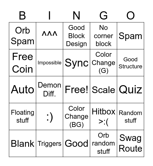 Recent Tab Bingo Card