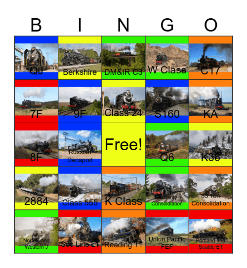 Best of Preserved 8 and 10 Coupled Locomotives Bingo Card