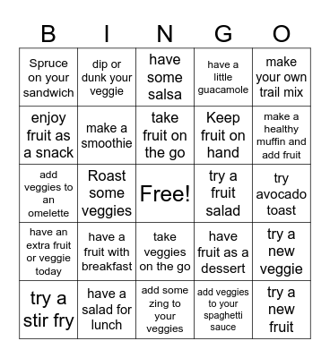Eating Well In June Bingo Card