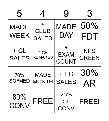 AB 5493 Bingo Card