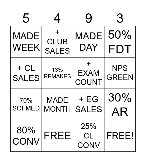 AB 5493 Bingo Card