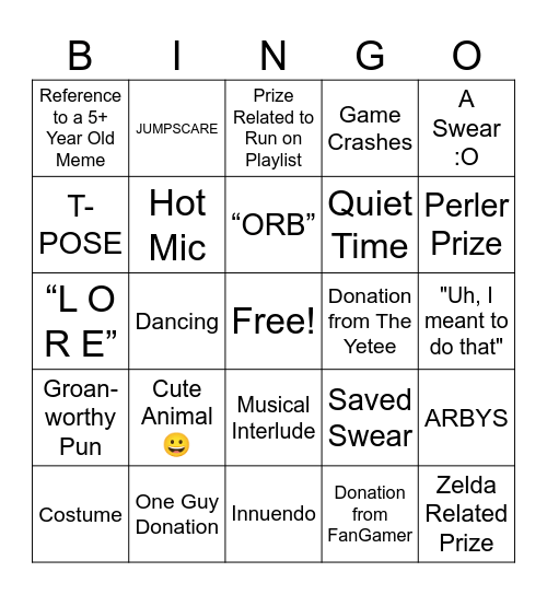 GDQ BINGO Card