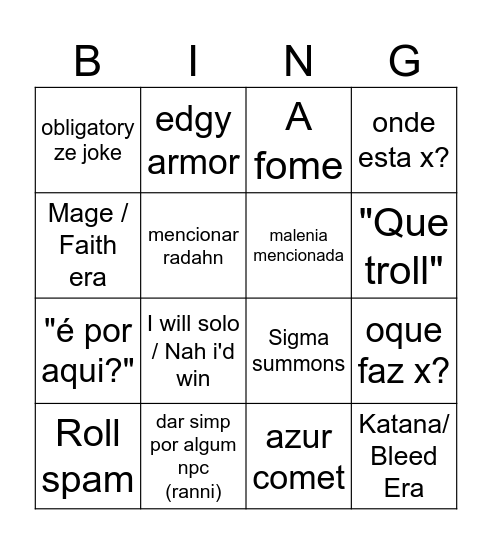 Elden ring starter kit Bingo Card