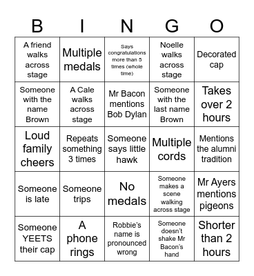 Graduation Bingo! Bingo Card