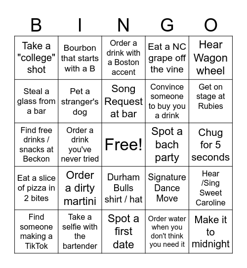 DIRTY D SENDOFF Bingo Card