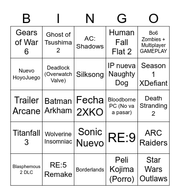 Summer Game Fest Bingo Card