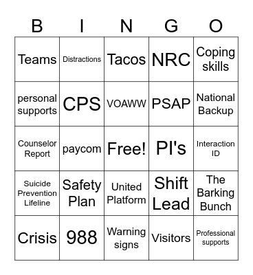 VOAWW Bingo Card