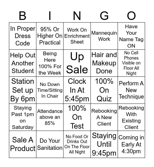 Senior/ Super Senior Students Bingo Card