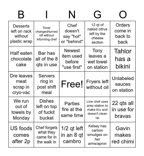 TIP Nashville Bingo Card