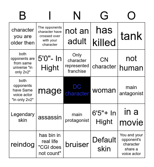 multiversus opponent Bingo Card