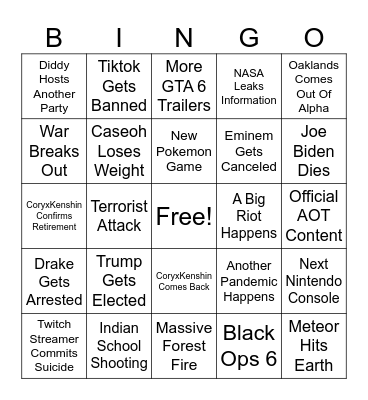 2024 Bingo Card