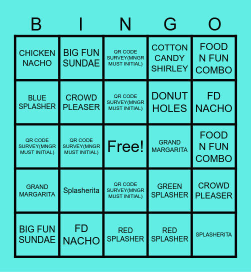 SERVICE BINGO Card