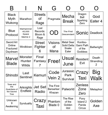 Summer Games Fest Week Bingo Card