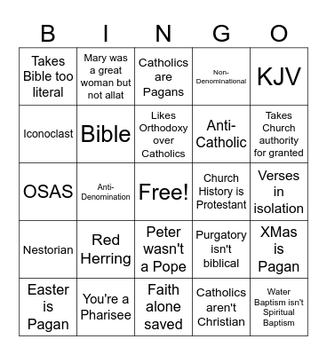 Protestant V2 Bingo Card