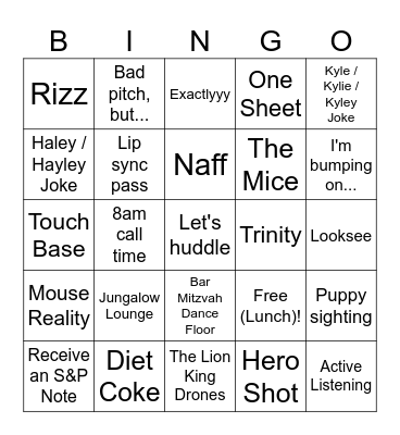 Untitled Disney Pilot Bingo Card