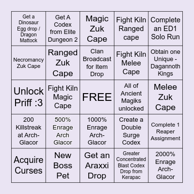 Amy's Self Goal Bingo :3 Bingo Card
