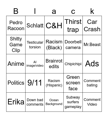 Instagram reels Bingo Card