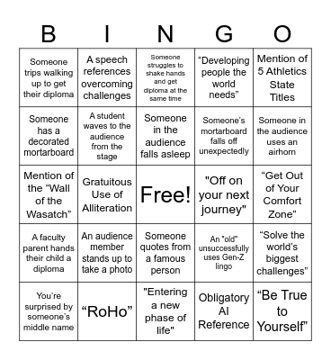 Rowland Hall Graduation Bingo! Bingo Card