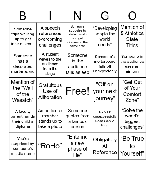 Rowland Hall Graduation Bingo! Bingo Card