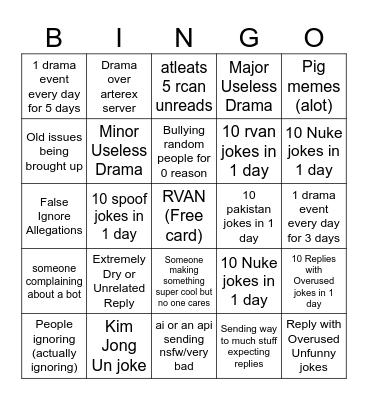 Bad NahiGang Bingo Card