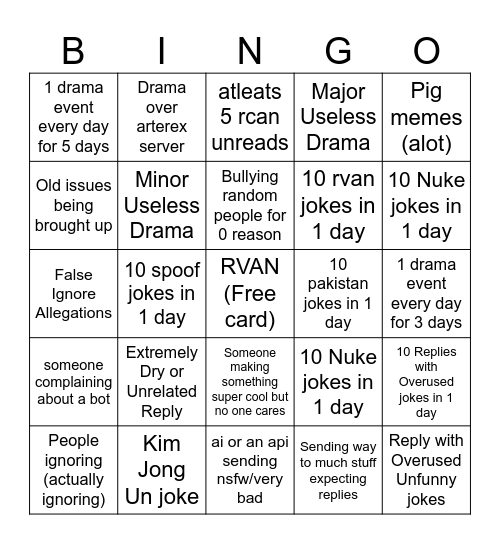 Bad NahiGang Bingo Card