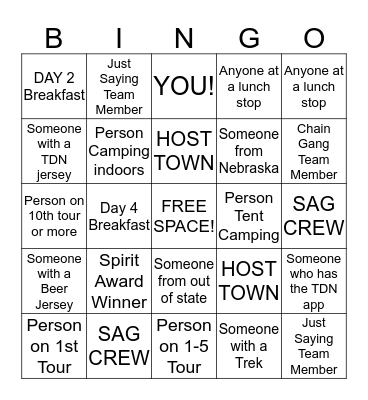 TDN GET TO KNOW YOU! Bingo Card