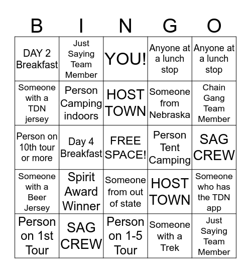 TDN GET TO KNOW YOU! Bingo Card