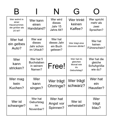 Geburtstags-Bingo! Bingo Card