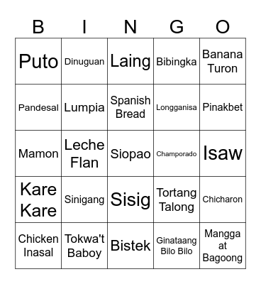 Philippines Bingo Card